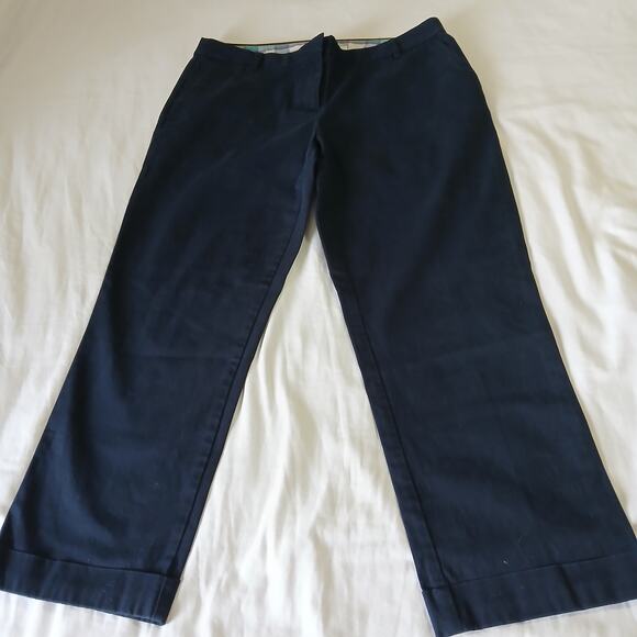 J Crew 8 CITY FIT Navy blue cotton spandex blend cuffed hem capri length - Picture 3 of 9